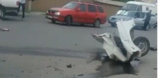 «ВАЗ» разорвало пополам после столкновения в массиве Сайрам ДТП