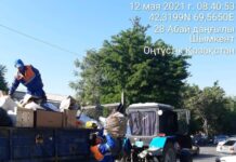 В 5:30 утра начинается уборка на территории Абайского района уборка