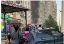 В Шымкенте загорелся 9-этажный жилой дом в микрорайоне «Нурсат-2»