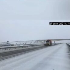 На автодороге «Нур-Султан – Щучинск» пошел снег снег