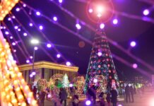 Елка зажглась на главной площади Шымкента