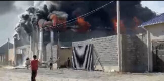 Крупный пожар произошел на складе мебельного цеха Туркестана