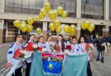 Пять первых мест заняли шымкентские гимнастки на чемпионате Азии