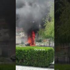 Автомобиль сгорел дотла в Шымкенте (видео)