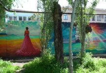 В арт-объект превратил бетонную стену шымкентский художник