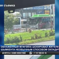Голый мужчина принимал «душ» возле рынка в Шымкенте