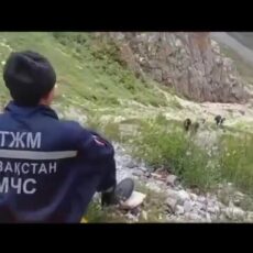 Тело сорвавшегося с горы альпиниста нашли спасатели (видео)