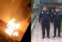 Двое полицейских спасли детей и женщину из пожара в Туркестане
