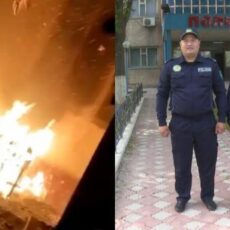 Двое полицейских спасли детей и женщину из пожара в Туркестане