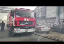 Рынок «Автонур» горит в Шымкенте