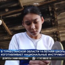 Школьница из Келесского района изготавливает национальные инструменты