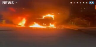 Автомобиль загорелся во время движения в Шымкенте