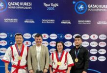 Шымкентские спортсмены – чемпионы мира Жумажан Кожамбеков, Ерсултан Музаппаров, Альбина Бахиева - золотые медалисты