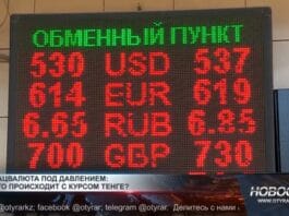 Курсы валют в обменном пункте г. Шымкента 18-07-2025