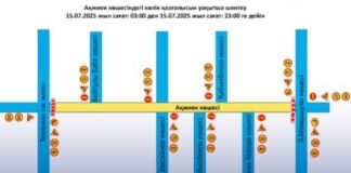 Временное ограничение движения 15 июля в Шымкенте Схема ограничения движения