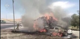 Два автомобиля загорелись после столкновения Два автомобиля загорелись после столкновения