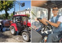 В Шымкенте моют тротуары Мойка тротуаров в Шымкенте