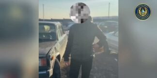 Мужчина на автомобиле снёс новогоднюю ёлку в Туркестанской области