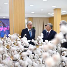 От сырья до готовой продукции: Токаев и Мирзиёев посетили текстильное производство MERGANTEKS