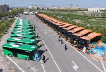 Автопарк Туркестана пополнился современными электроавтобусами