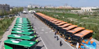 Автопарк Туркестана пополнился современными электроавтобусами