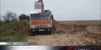 В Шардаре выявлен факт незаконной добычи песка