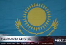 Голубые флаги украсили жилой комплекс в Шымкенте в честь государственного праздника