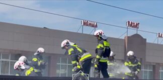 Сотрудники МЧС ликвидировали возгорание в автомобильных боксах Шымкента