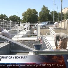 Фонтан появился у вокзала Шымкента