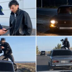 Ради эффектного кадра нарушили ПДД в Туркестанской области